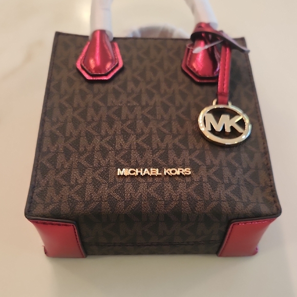 Michael Kors Mini XS Mercer Bag in Brown and Crimson Red. New With Tags! - Picture 8 of 10